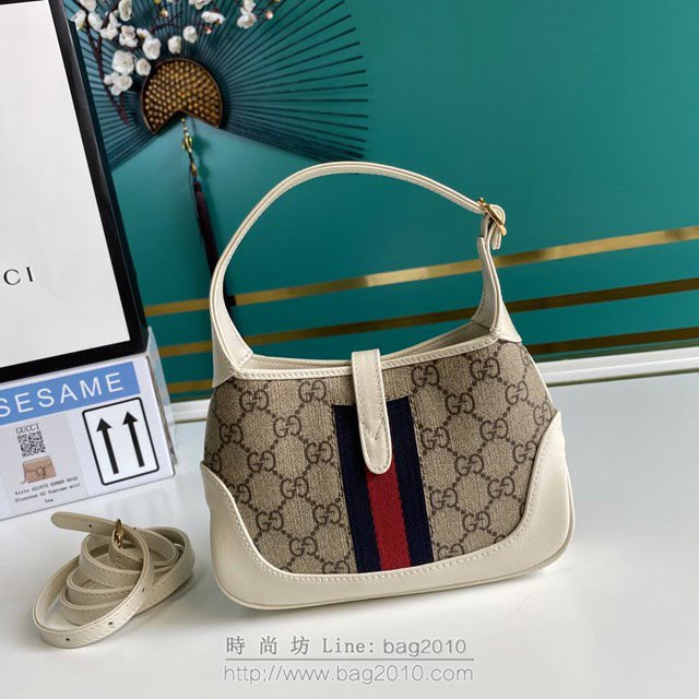 Gucci古馳包包 G家新款女包 637092 古奇啡白色原廠皮女款肩背包 Gucci腋下包 gdj1386